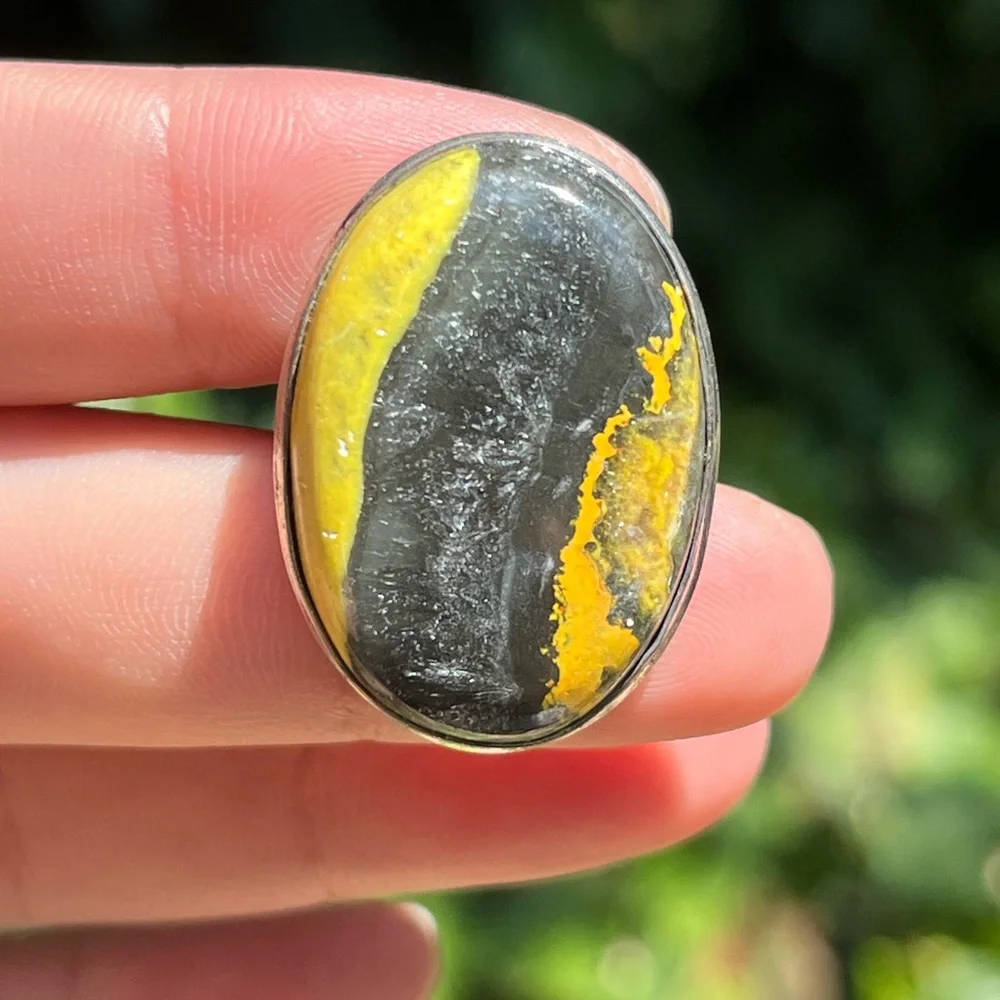 Size 8.25 925 solver plated‎ bumblebee Jasper ring